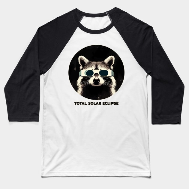 Total solar eclipse 2024 funny raccoon Baseball T-Shirt by TomFrontierArt